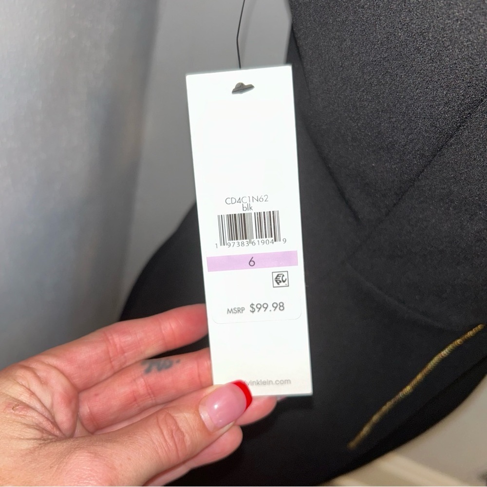 Calvin Klein Black formal cocktail Midi Dress with Bow Detail - Picture 5 of 5